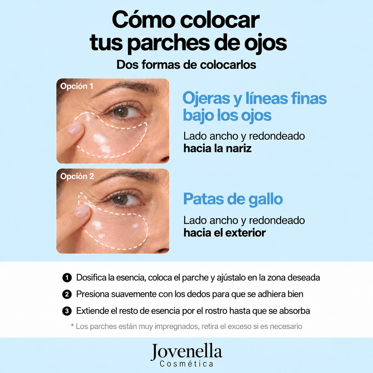 Cómo colocar tus parches de ojos: dos formas